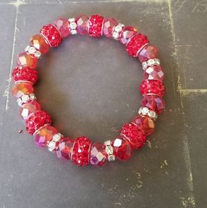 Red Crystal & Shamballa bead bracelet